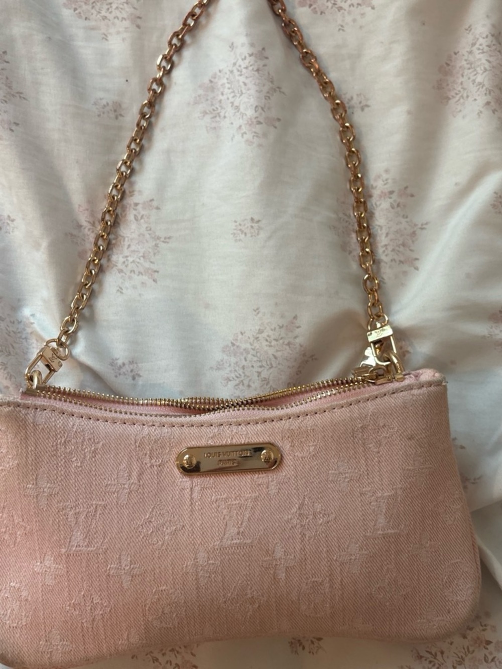 Louis Vuitton Blush Pink Mini Monogram Pochette with Chain